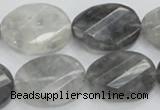 CCQ166 15.5 inches 18*25mm twisted & faceted oval cloudy quartz beads