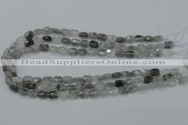 CCQ184 15.5 inches 8*10mm faceted rectangle cloudy quartz beads