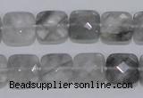 CCQ199 15.5 inches 12*12mm faceted square cloudy quartz beads