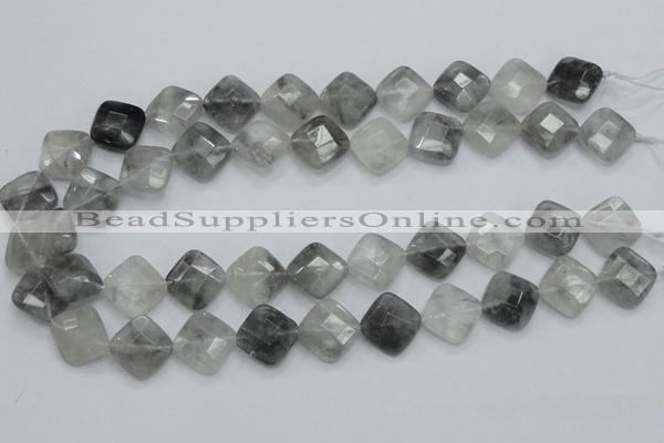 CCQ210 15.5 inches 15*15mm faceted diamond cloudy quartz beads