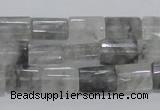 CCQ219 15.5 inches 10*15mm faceted & flat column cloudy quartz beads