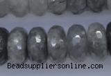 CCQ238 15.5 inches 10*20mm faceted rondelle cloudy quartz beads