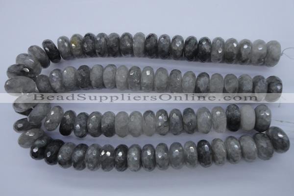 CCQ238 15.5 inches 10*20mm faceted rondelle cloudy quartz beads