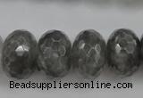 CCQ287 15.5 inches 12*18mm faceted rondelle cloudy quartz beads