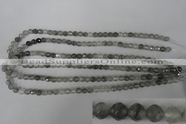 CCQ311 15.5 inches 6mm faceted round cloudy quartz beads wholesale