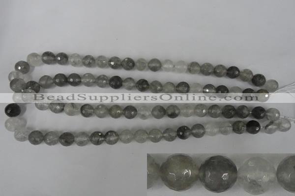 CCQ313 15.5 inches 10mm faceted round cloudy quartz beads wholesale