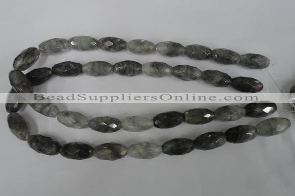 CCQ350 15.5 inches 12*22mm faceted rice cloudy quartz beads wholesale