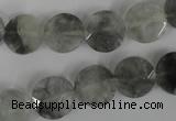 CCQ464 15.5 inches 12mm faceted coin cloudy quartz beads wholesale