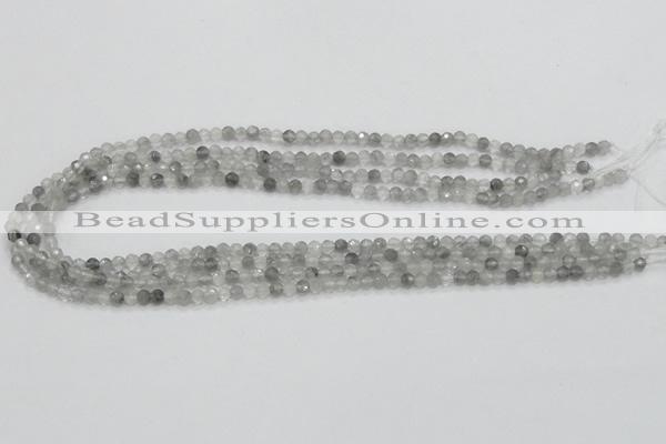 CCQ57 15.5 inches 4mm faceted round cloudy quartz beads wholesale