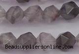 CCQ573 15.5 inches 10mm faceted nuggets cloudy quartz beads