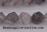 CCQ574 15.5 inches 12mm faceted nuggets cloudy quartz beads