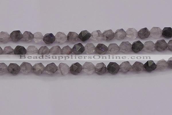 CCQ574 15.5 inches 12mm faceted nuggets cloudy quartz beads