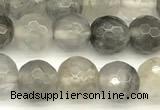 CCQ600 15 inches 6mm faceted round cloudy quartz beads