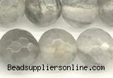 CCQ602 15 inches 10mm faceted round cloudy quartz beads