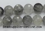 CCQ61 15.5 inches 12mm faceted round cloudy quartz beads wholesale