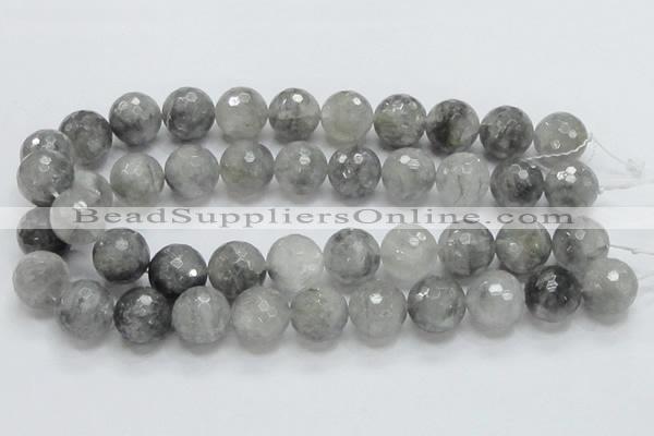 CCQ64 15.5 inches 18mm faceted round cloudy quartz beads wholesale