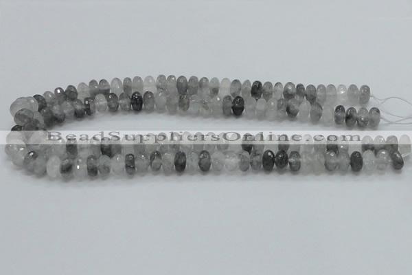 CCQ74 15.5 inches 7*10mm faceted rondelle cloudy quartz beads wholesale