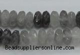 CCQ75 15.5 inches 6*12mm faceted rondelle cloudy quartz beads wholesale