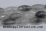 CCQ92 15.5 inches 8*16mm faceted rice cloudy quartz beads wholesale