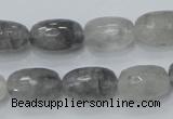 CCQ99 15.5 inches 10*16mm faceted egg-shaped cloudy quartz beads