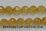 CCR05 15.5 inches 10mm faceted round natural citrine gemstone beads