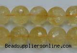 CCR06 15.5 inches 14mm faceted round natural citrine gemstone beads