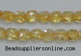 CCR14 15.5 inches 8*8mm faceted square natural citrine gemstone beads