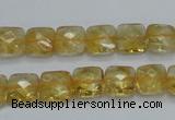 CCR15 15.5 inches 10*10mm faceted square natural citrine gemstone beads