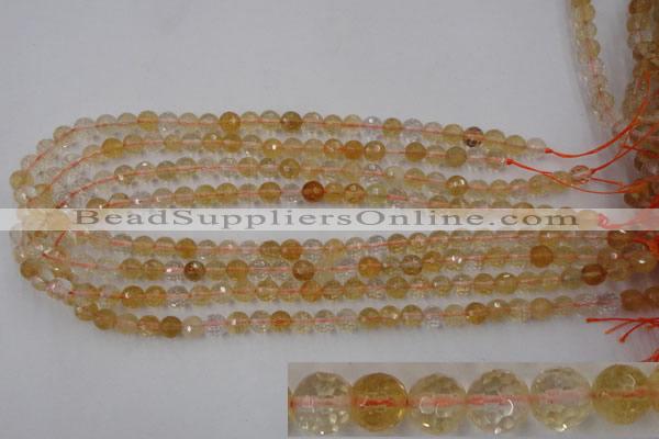 CCR152 15.5 inches 7mm faceted round natural citrine gemstone beads