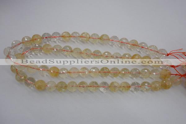 CCR157 15.5 inches 12mm faceted round natural citrine beads