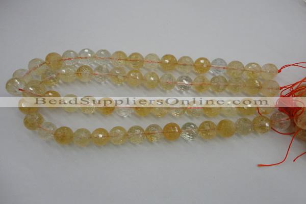 CCR158 15.5 inches 13mm faceted round natural citrine beads