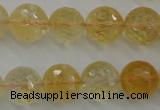 CCR159 15.5 inches 14mm faceted round natural citrine beads