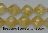 CCR17 15.5 inches 12*12mm faceted diamond natural citrine gemstone beads