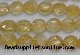 CCR18 15.5 inches 10mm faceted flat round natural citrine gemstone beads