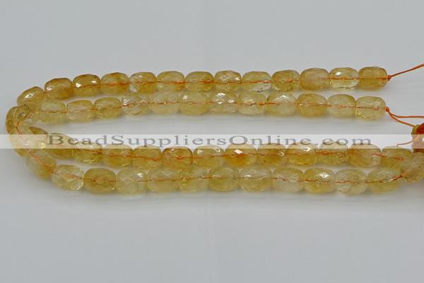 CCR180 15.5 inches 11*14mm faceted drum citrine gemstone beads