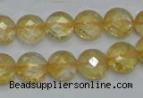 CCR19 15.5 inches 12mm faceted flat round natural citrine gemstone beads