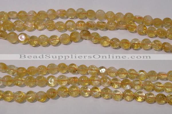 CCR230 15.5 inches 8mm flat round natural citrine gemstone beads