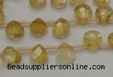 CCR31 15.5 inches 8*10mm faceted briolette natural citrine beads