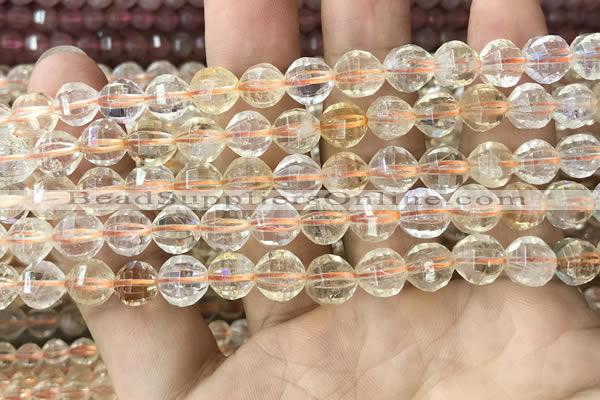 CCR322 15.5 inches 8mm faceted round natural citrine beads