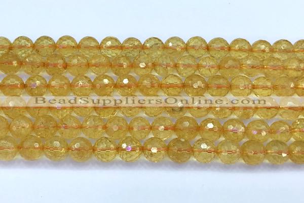 CCR386 15 inches 8mm faceted round citrine beads wholesale