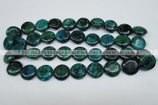 CCS437 15.5 inches 20mm flat round dyed chrysocolla gemstone beads