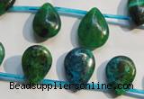 CCS712 Top-drilled 12*17mm flat teardrop dyed chrysocolla gemstone beads