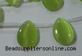 CCT1023 Top-drilled 13*18mm flat teardrop cats eye beads wholesale