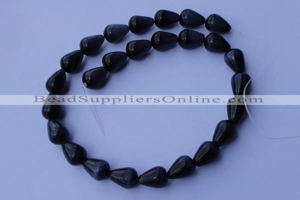 CCT23 14 inches 10*14mm teardrop black cats eye beads wholesale