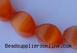 CCT27 14 inches 10*14mm twisted orange red cats eye beads wholesale