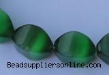 CCT29 14 inches 10*14mm twisted green cats eye beads wholesale