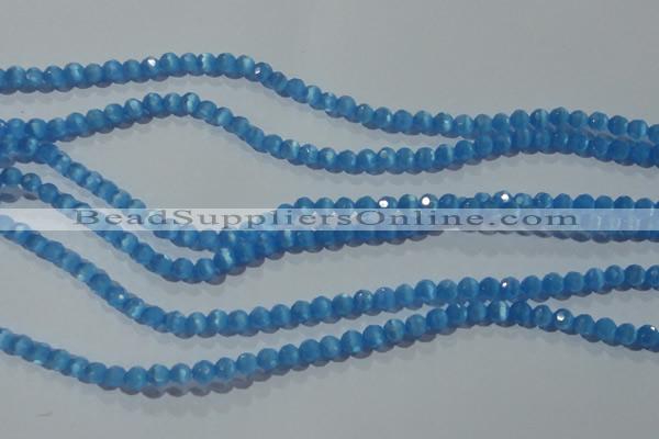 CCT325 15 inches 4mm faceted round cats eye beads wholesale