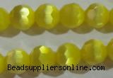 CCT376 15 inches 8mm faceted round cats eye beads wholesale