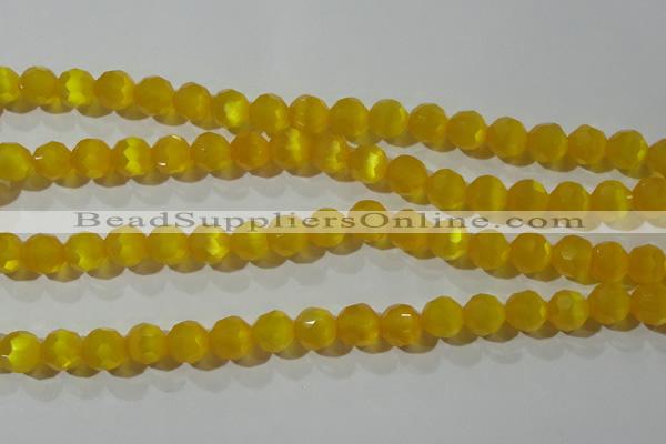 CCT377 15 inches 8mm faceted round cats eye beads wholesale