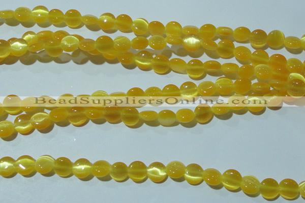 CCT455 15 inches 6mm flat round cats eye beads wholesale